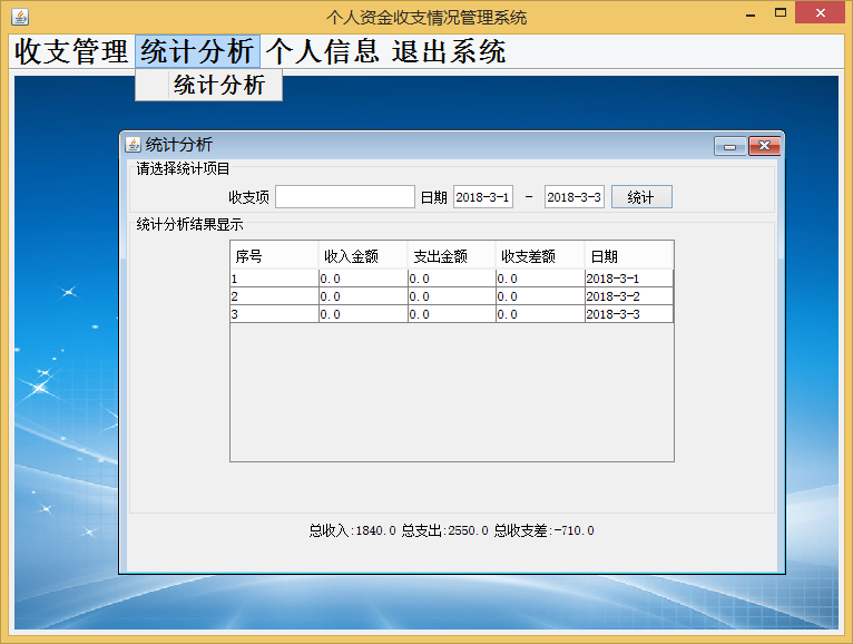 个人资金收支