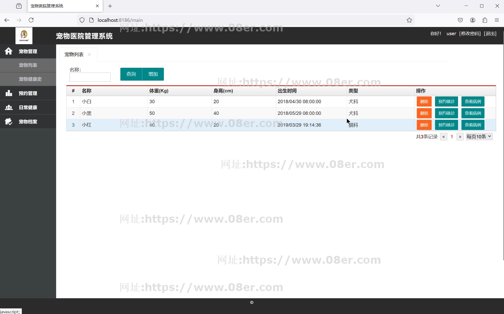宠物医院管理系统带万字文档java项目源代码springboot html